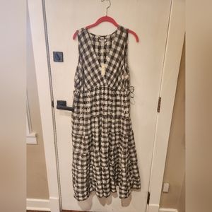 NWT Max Studio Tiered Checkered Midi Dress